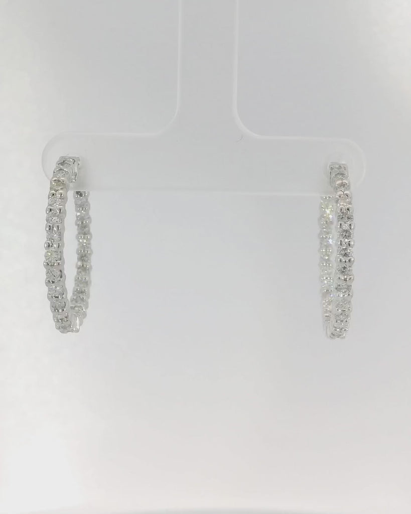 14KW Inside-Outside Diamond Hoop Earrings - 1.50ctw