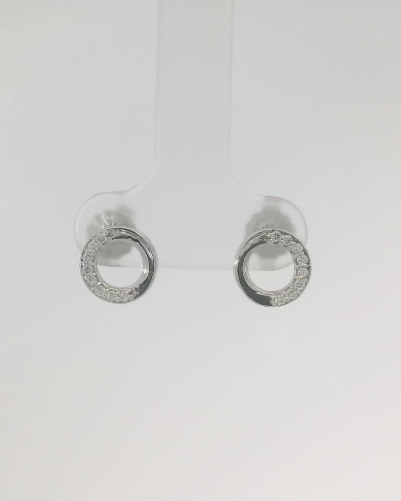 14KW Circle Diamond Studs - 0.10ctw
