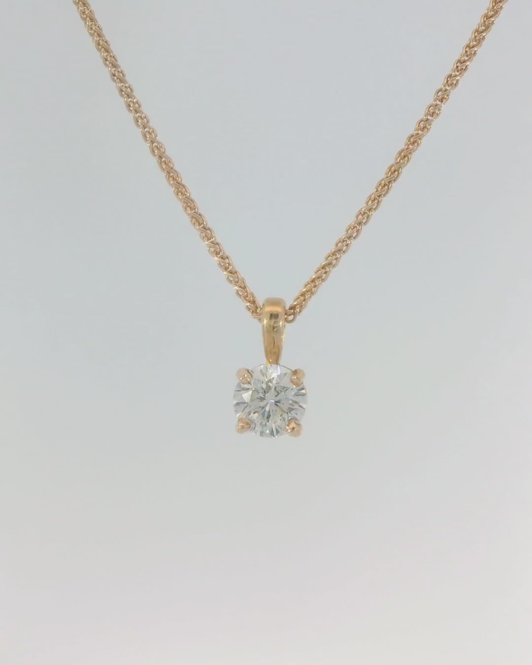 14KR Round Diamond Solitaire Necklace - .50ct 18in chain