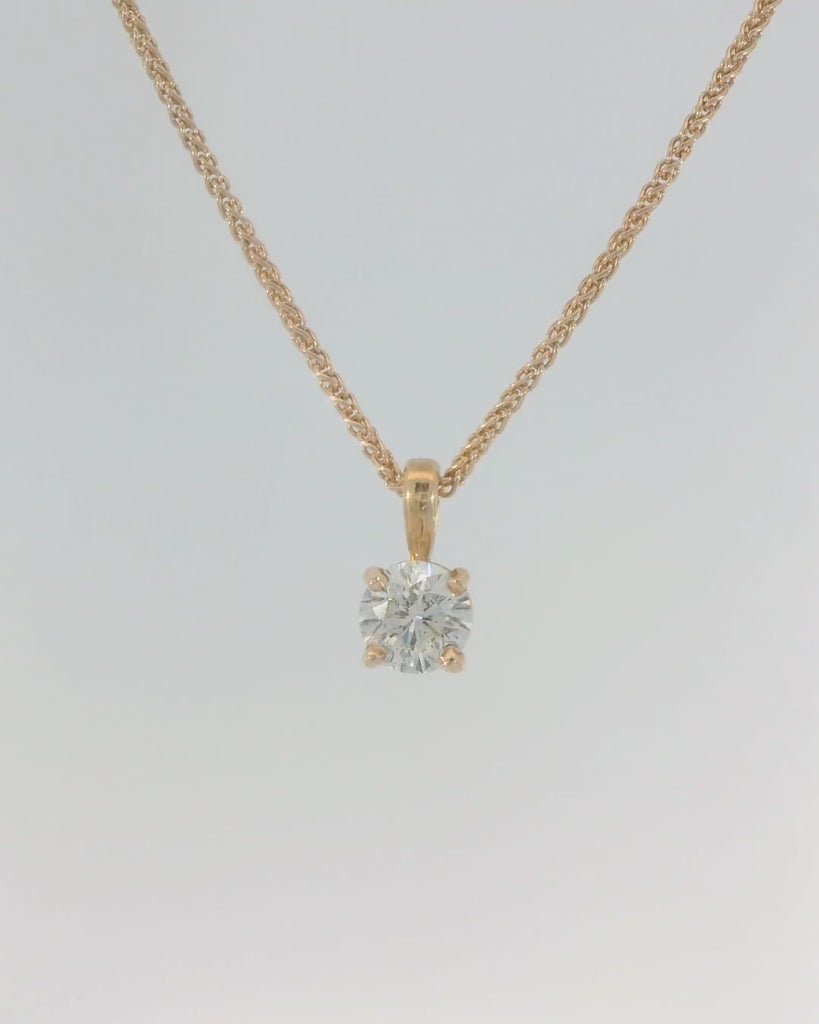 14KR Round Diamond Solitaire Necklace - .50ct 18in chain