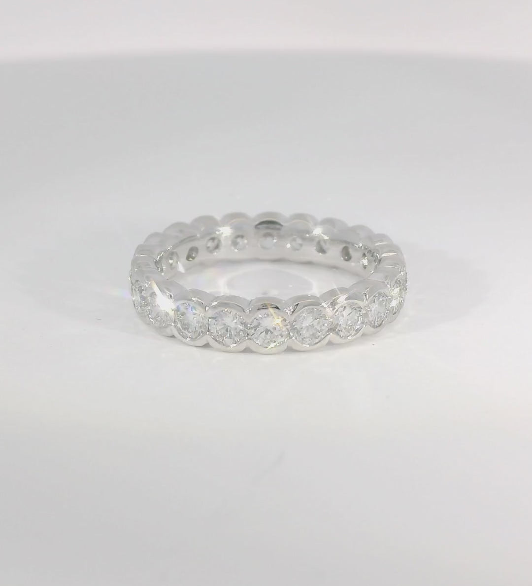 14KW White Gold Half-Bezel Diamond Eternity Ring - 2.43ctw