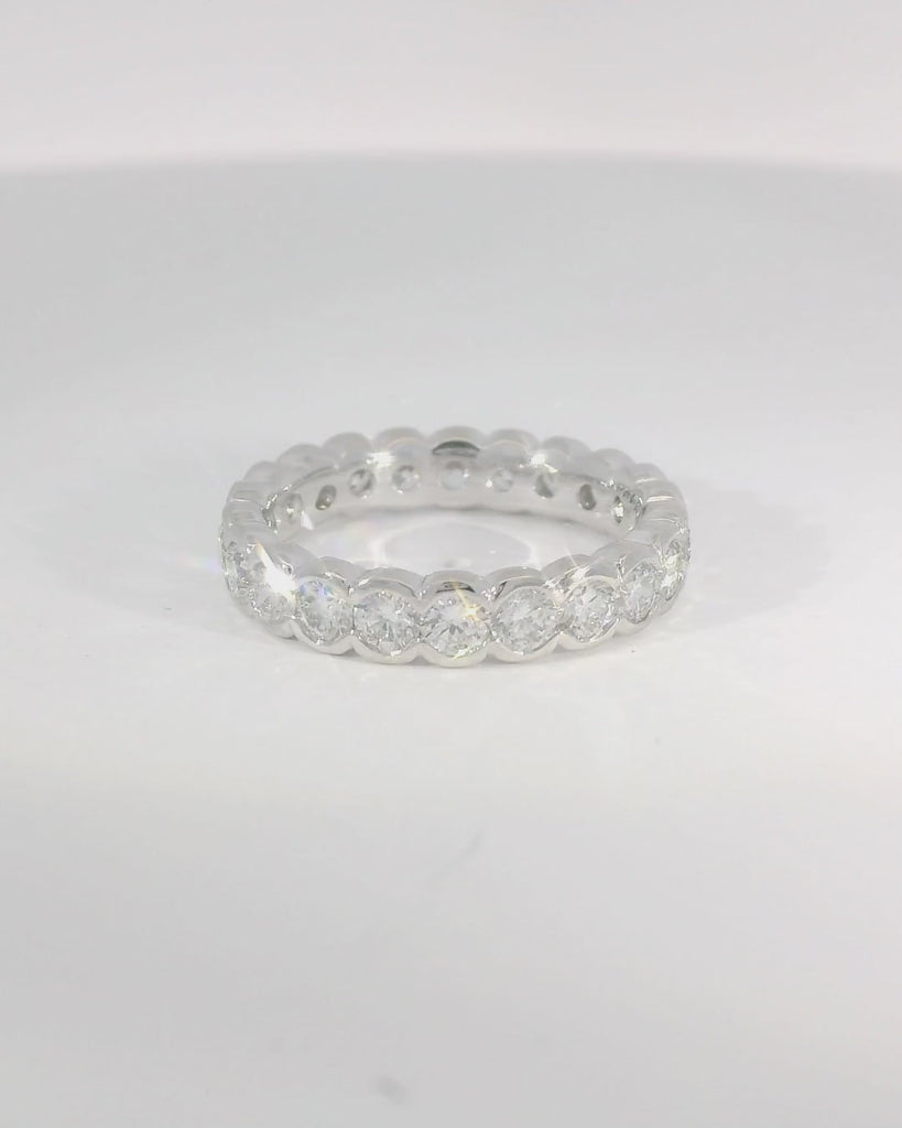 14KW White Gold Half-Bezel Diamond Eternity Ring - 2.43ctw