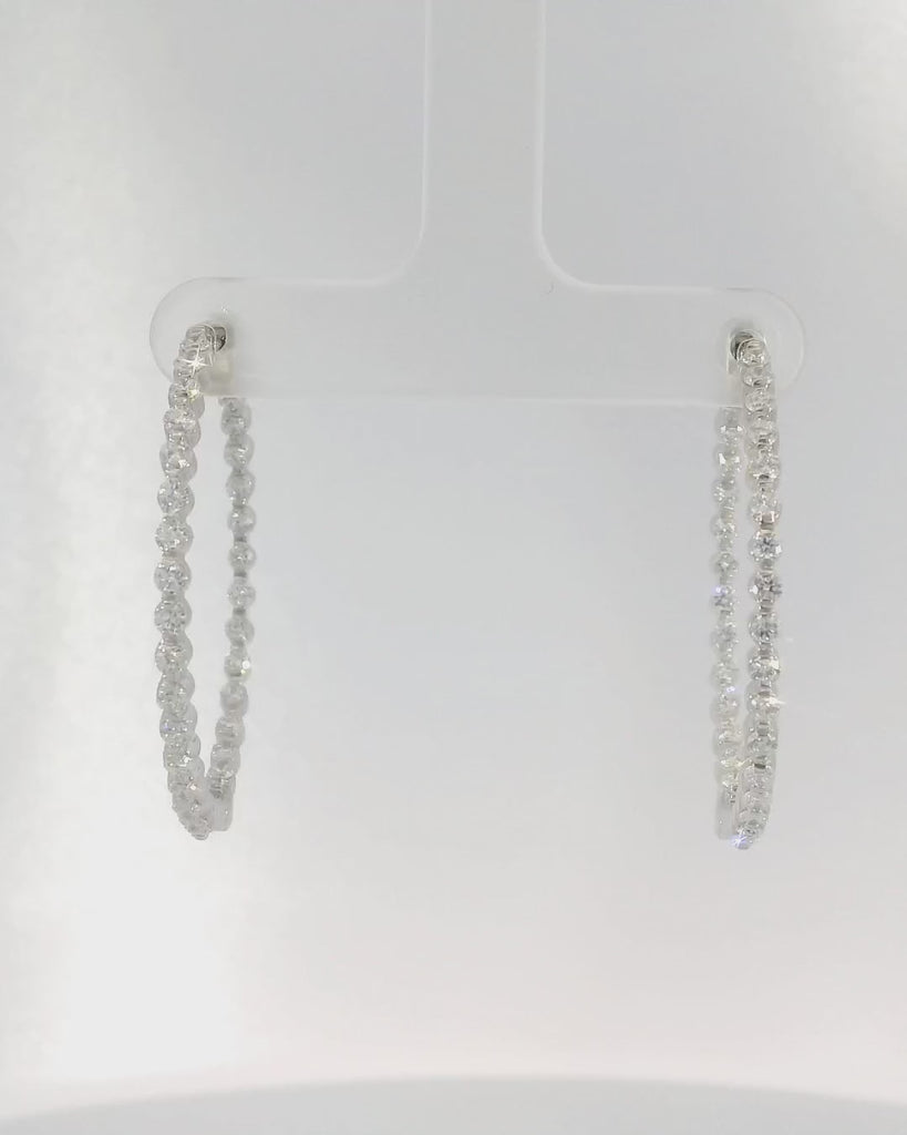 14KW Inside-Outside Diamond Hoop Earrings - 2.19ctw