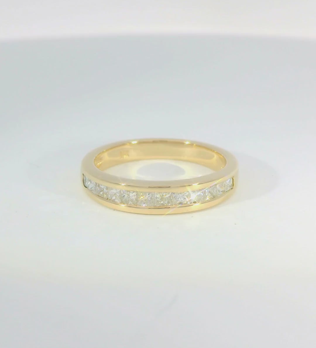 14KY Channel-set Princess-cut Diamond Wedding Band - 0.60ctw