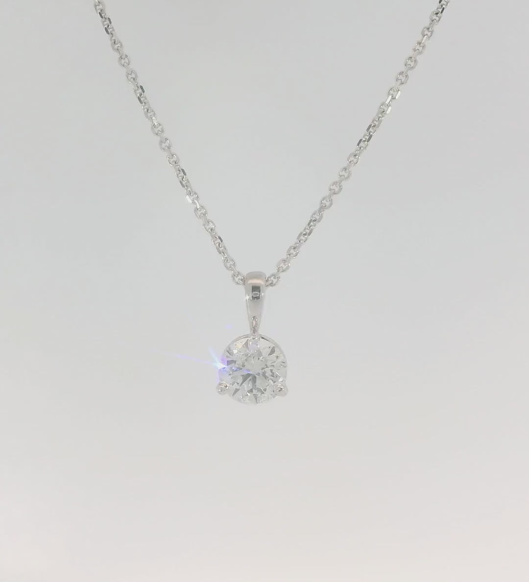 14KW Round Diamond Solitaire Necklace - .71ct E I2 16-18in
