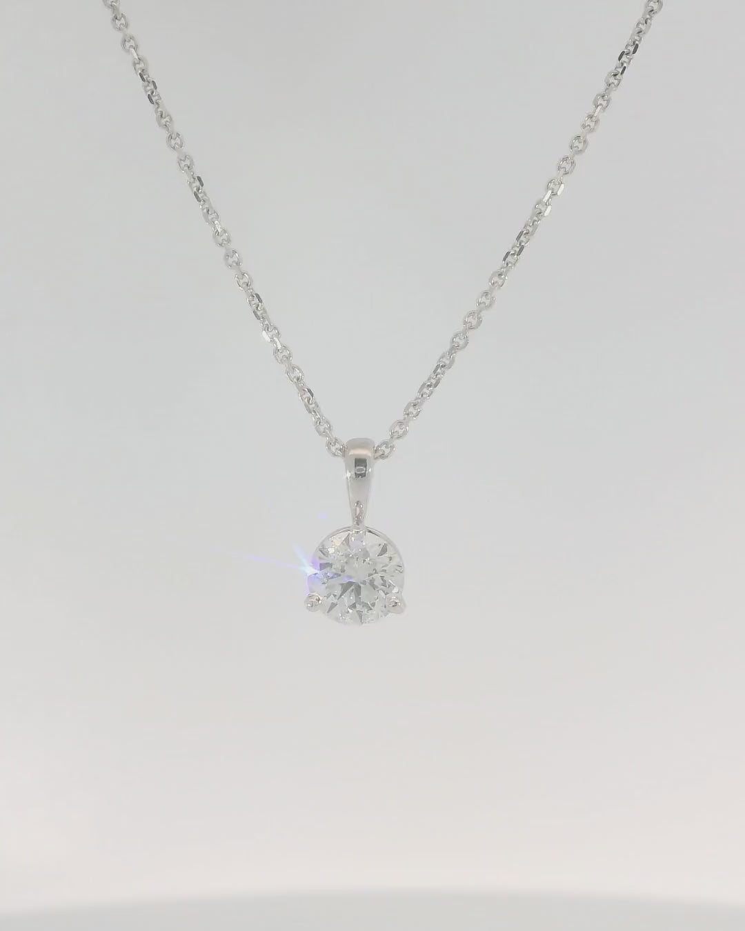14KW Round Diamond Solitaire Necklace - .71ct E I2 16-18in