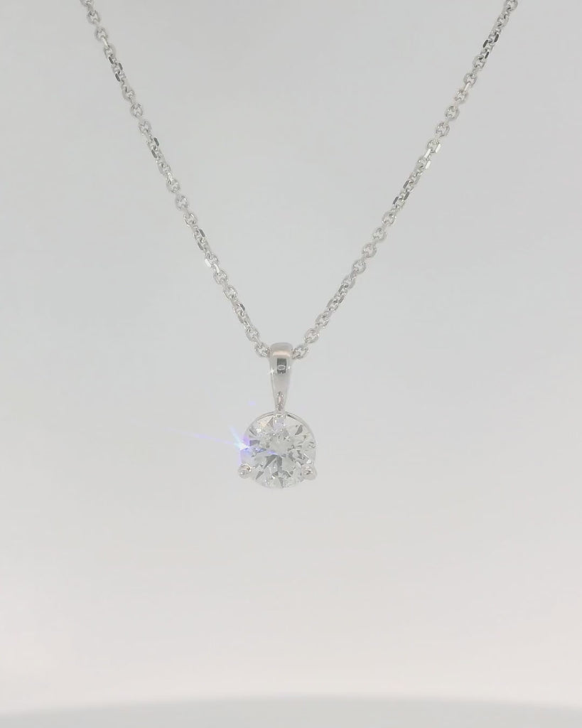 14KW Round Diamond Solitaire Necklace - .71ct E I2 16-18in