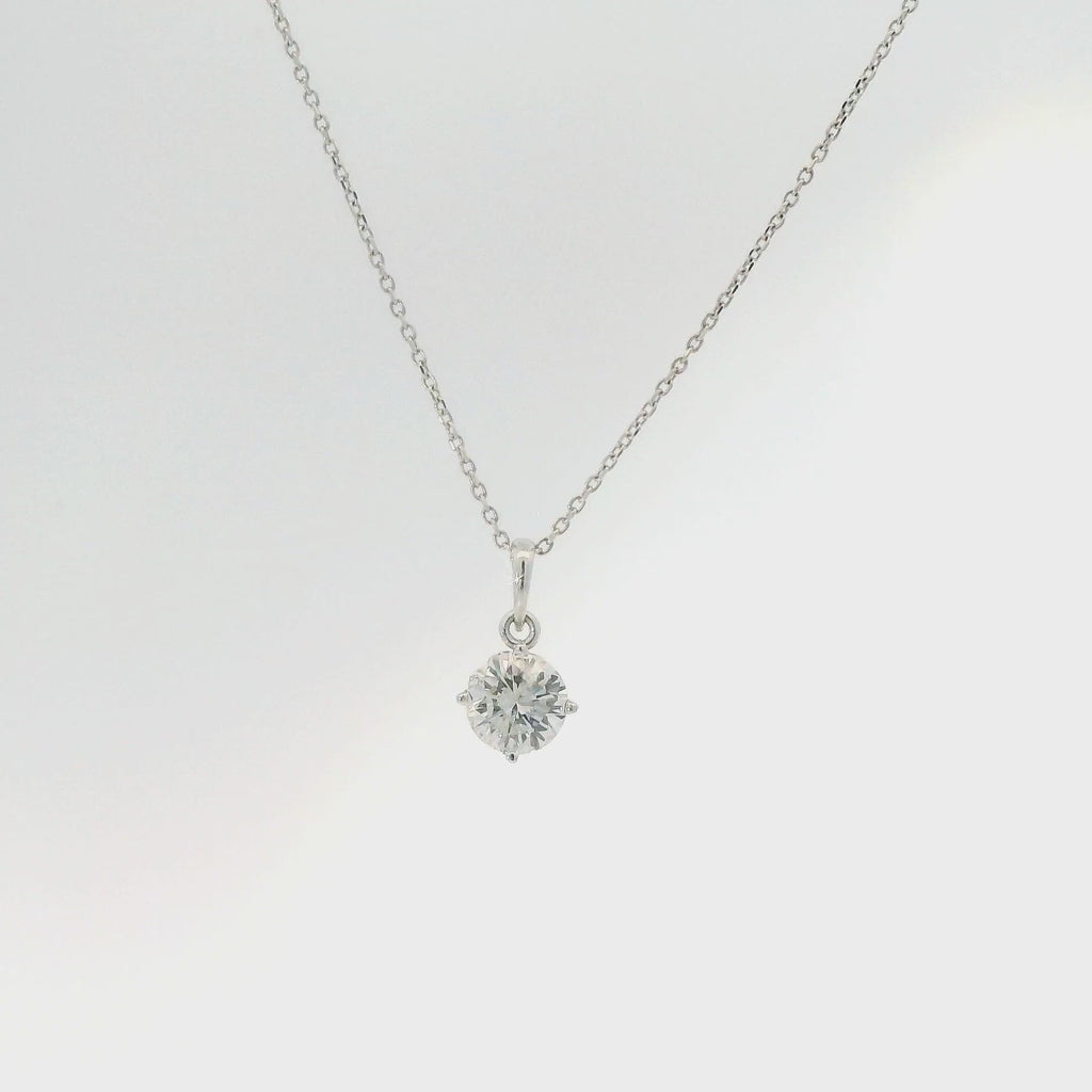 14KW Round Diamond Solitaire Necklace - 1cttw