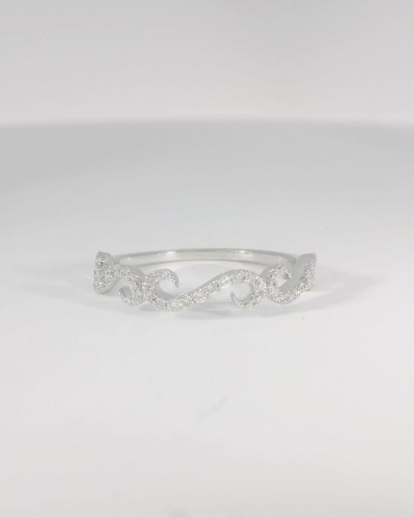 14KW White Gold Diamond Scroll Design Wedding Band - 0.22ctw