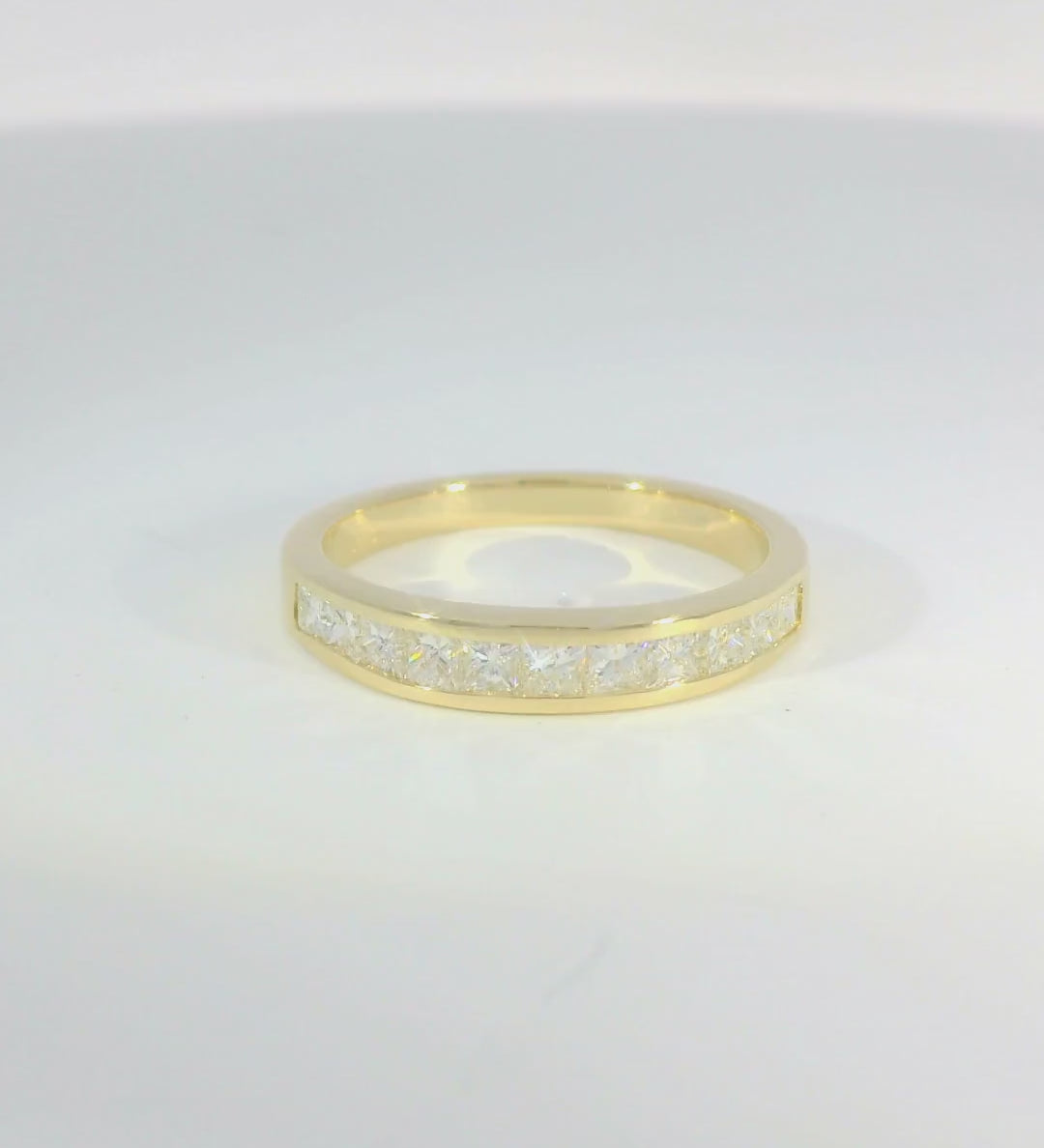 14KY Channel set Princess Cut Diamond Wedding Band - 0.79ctw