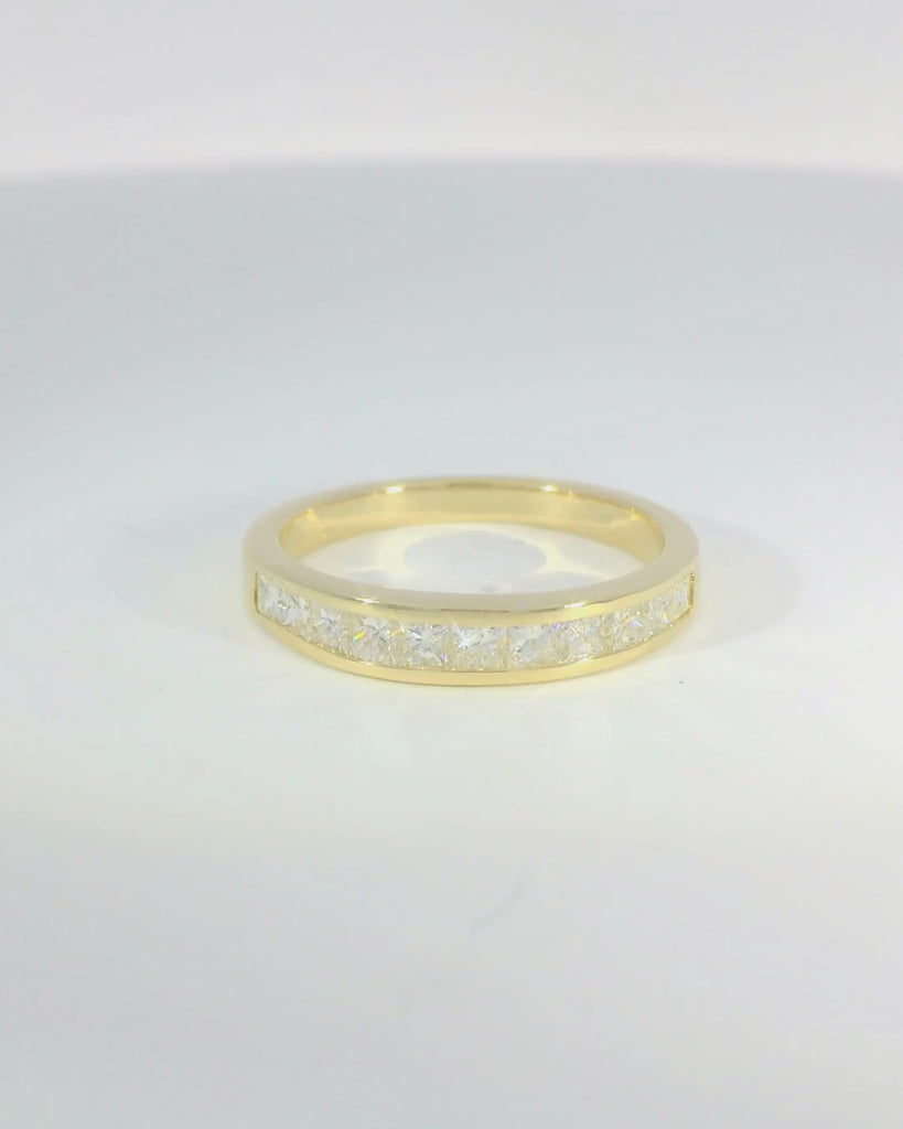 14KY Channel set Princess Cut Diamond Wedding Band - 0.79ctw