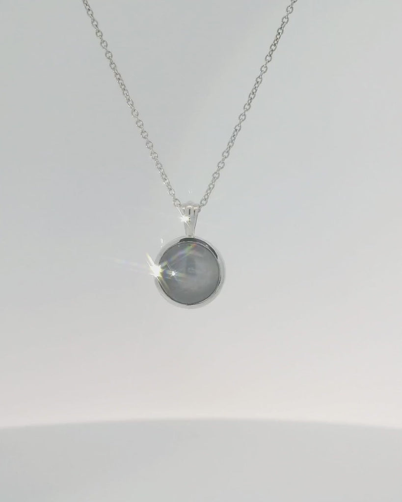 18KW Star Sapphire Bezel Necklace - 4.94CT