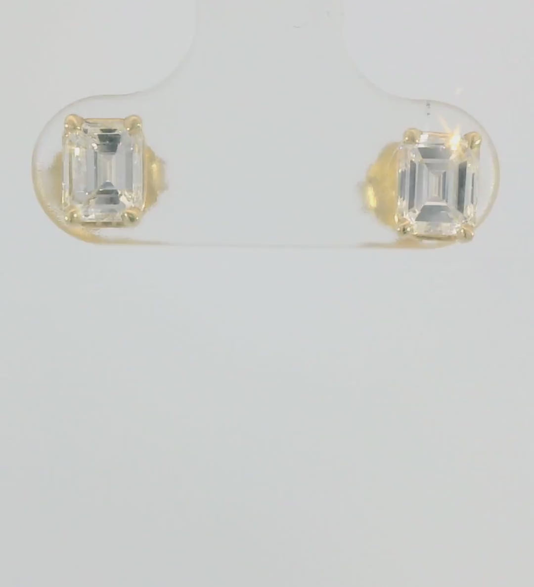 14KY Emerald Cut Diamond Studs - GIA E VS 1.05CTTW