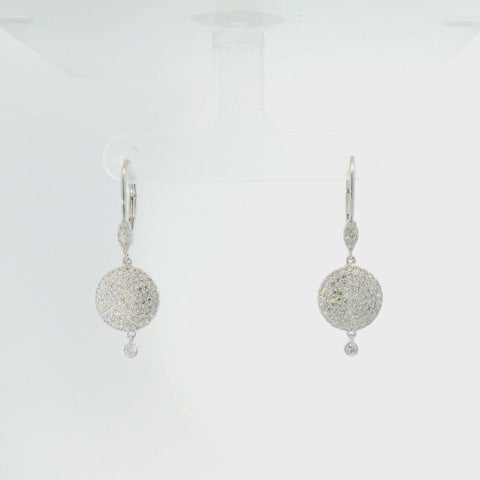 14KW Pave Diamond Disc Dangles 0.73cttw