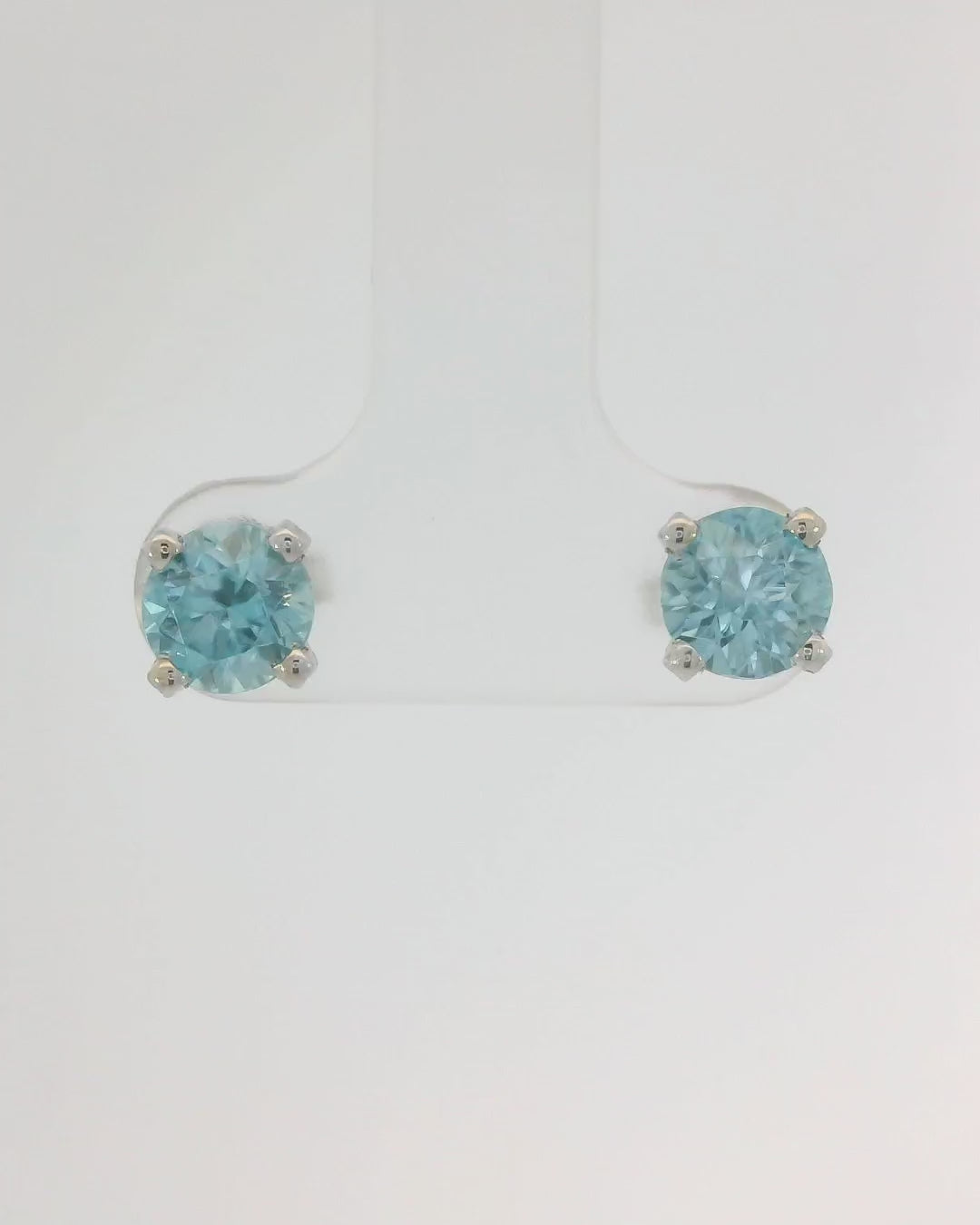 14KW Blue Zircon Stud Earrings - 2.28ctw