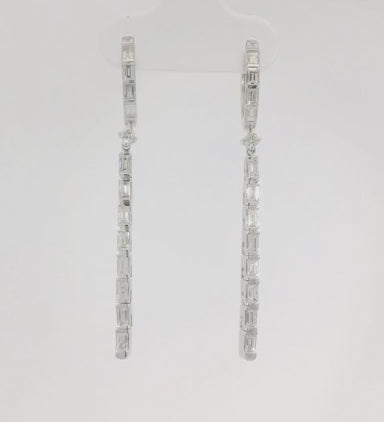 18KW Baguette Diamond Dangle Earrings 0.90cttw