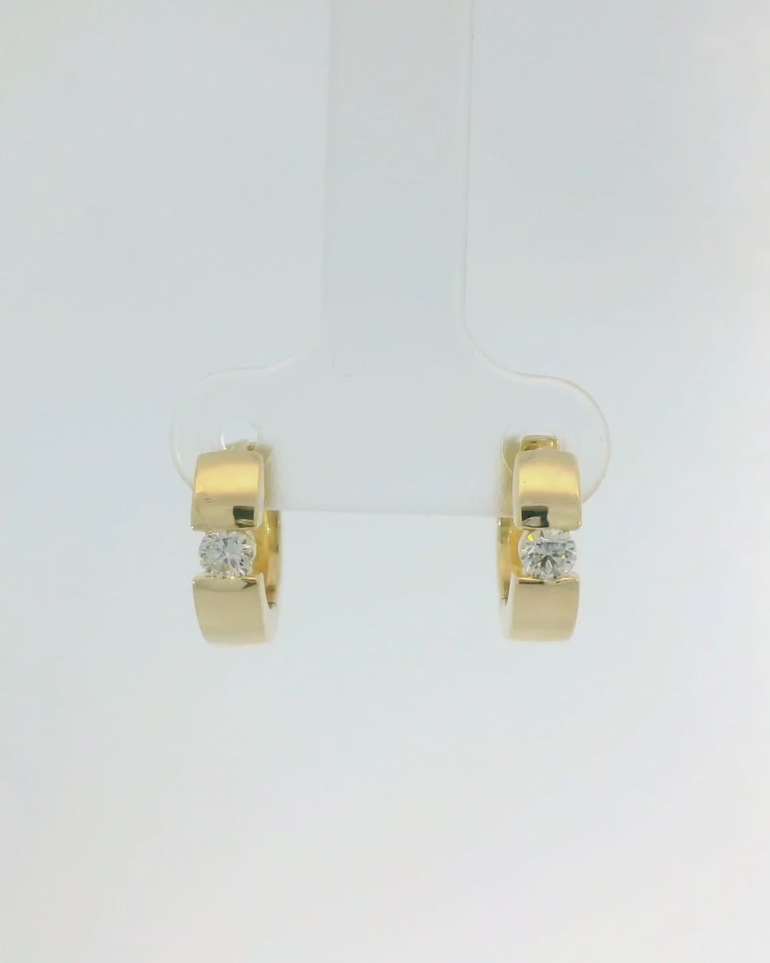 14KY Diamond Huggie Earrings in Yellow Gold - 0.21ctw