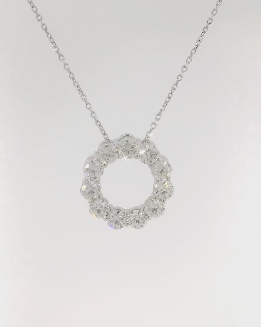 14KW Diamond Circle Pendant - 2.20cttw, 16-18in chain