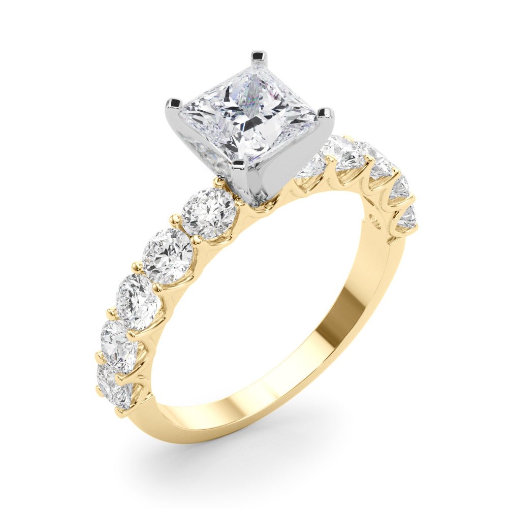 Princess Cut Center Large Pavé Engagement Ring - Diamonds By Rothschild