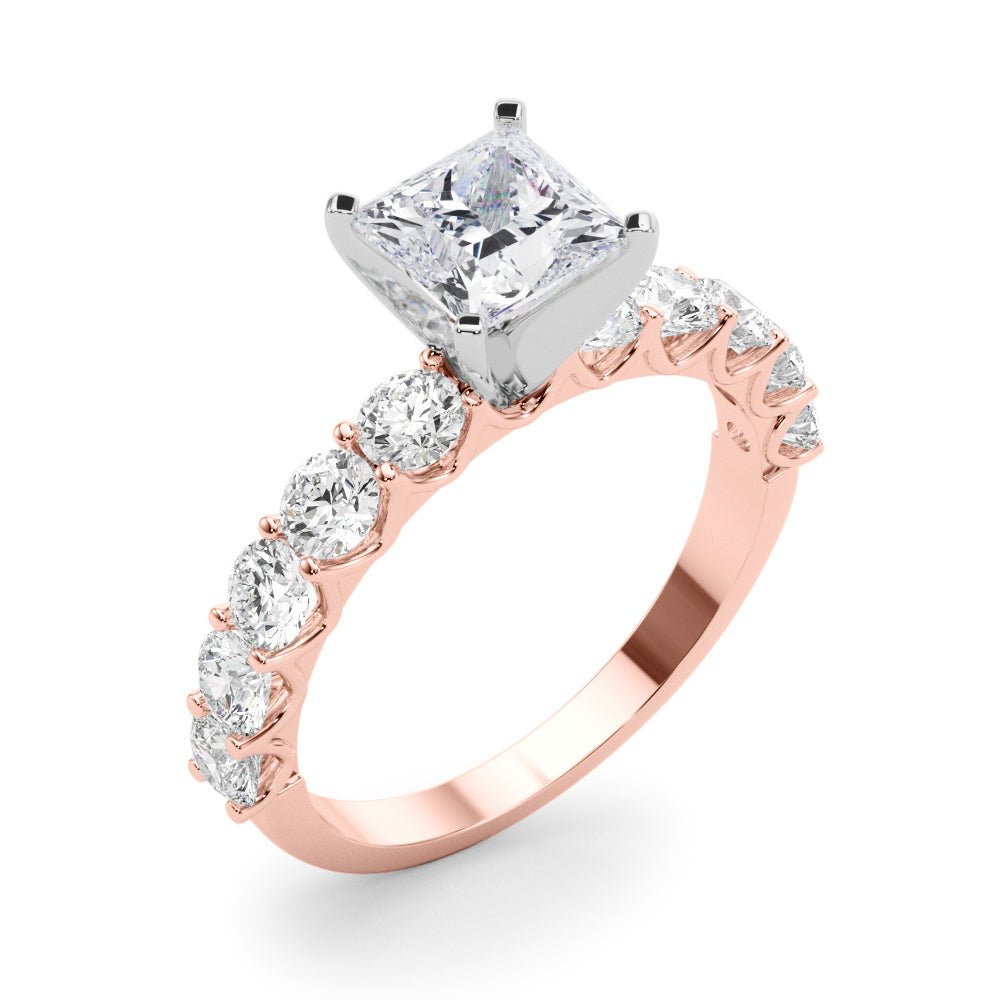 Princess Cut Center Large Pavé Engagement Ring - Diamonds By Rothschild