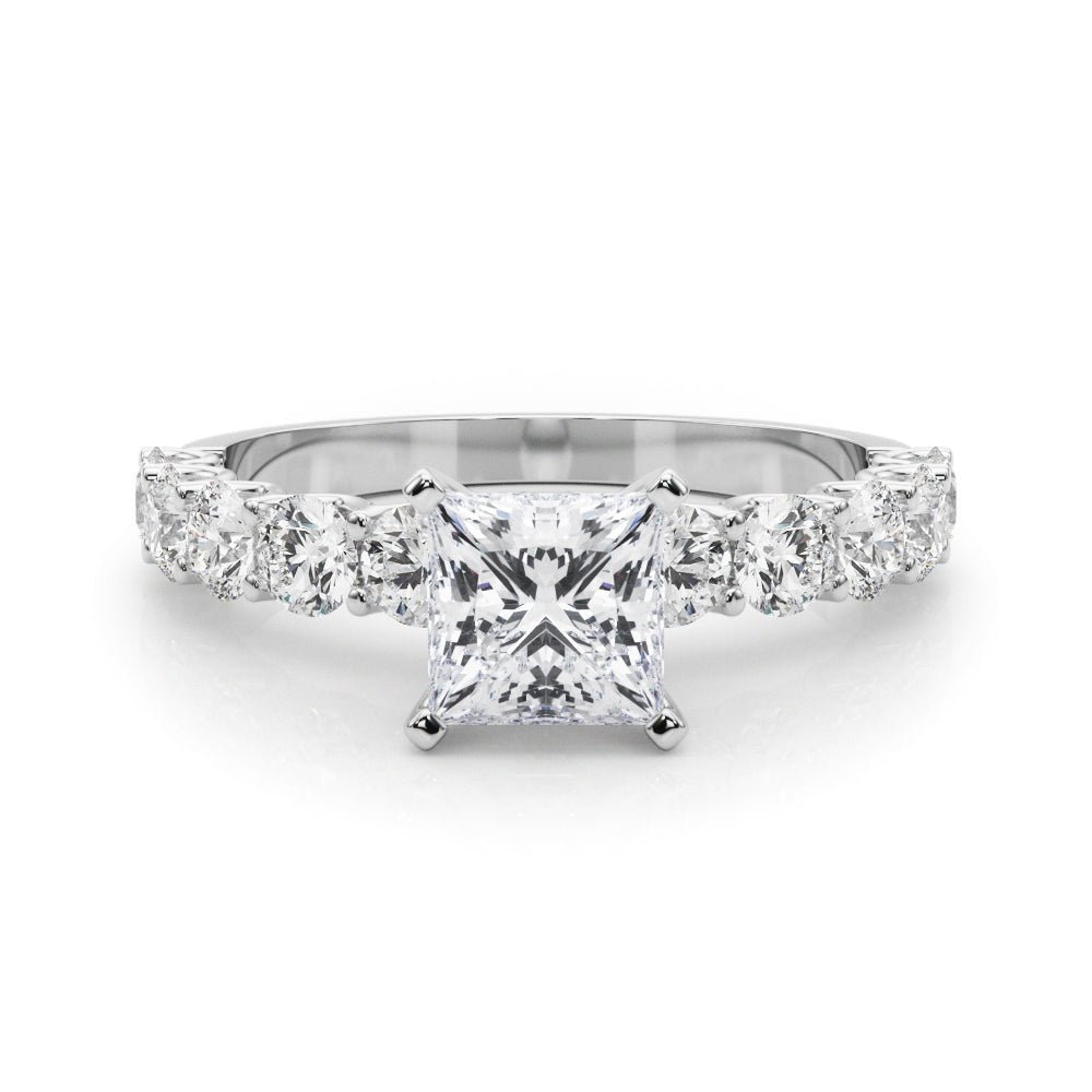 Princess Cut Center Large Pavé Engagement Ring - Diamonds By Rothschild