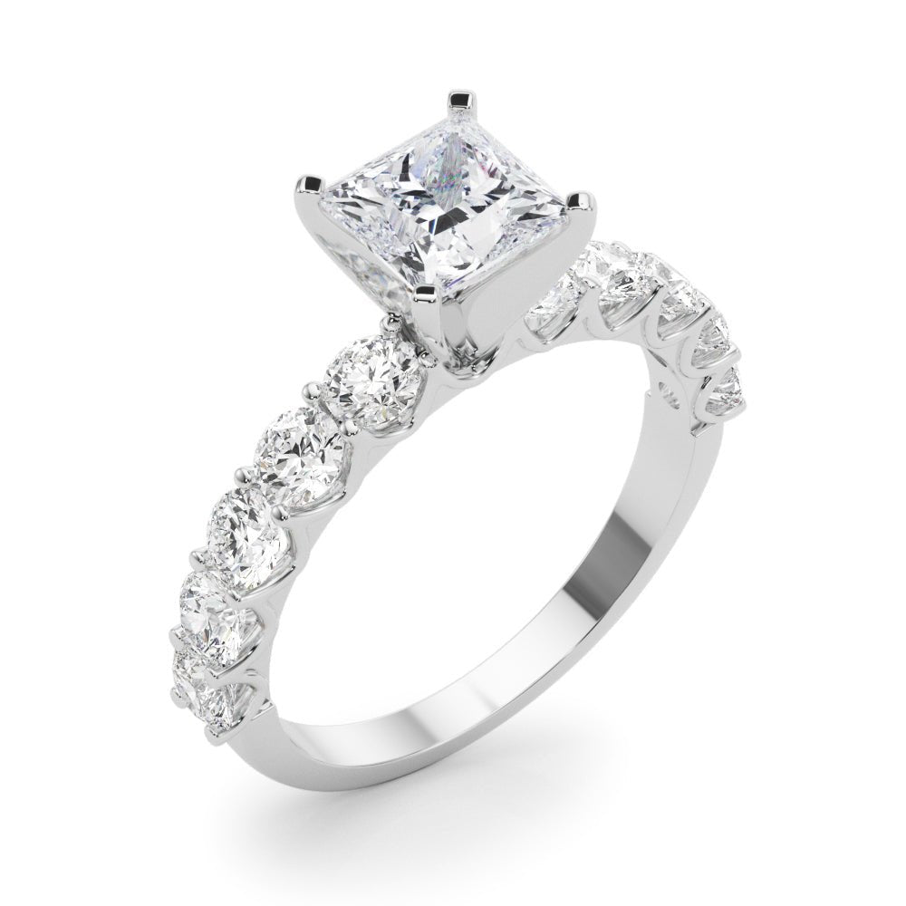 Princess Cut Center Large Pavé Engagement Ring - Diamonds By Rothschild