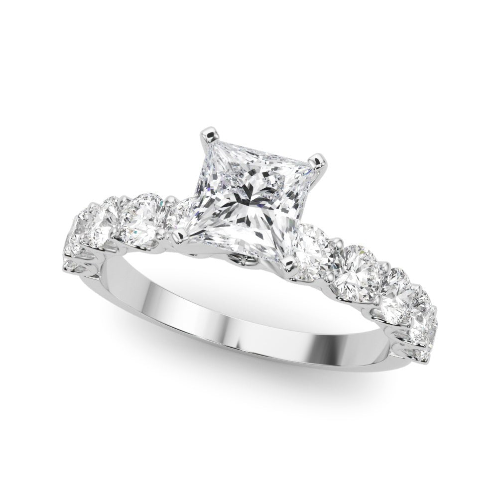 Princess Cut Center Large Pavé Engagement Ring - Diamonds By Rothschild