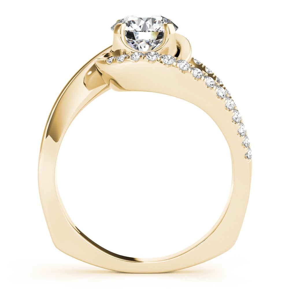 Round Center Bypass Euro Pavé Shank Engagement Ring - Diamonds By Rothschild