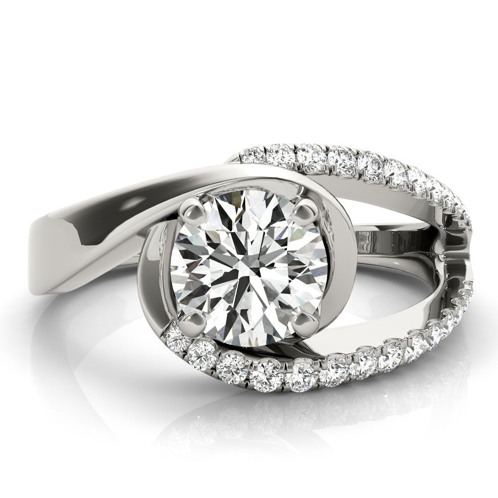 Round Center Bypass Euro Pavé Shank Engagement Ring - Diamonds By Rothschild