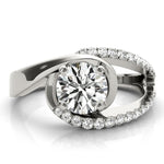 Round Center Bypass Euro Pavé Shank Engagement Ring - Diamonds By Rothschild