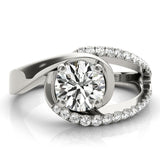 Round Center Bypass Euro Pavé Shank Engagement Ring - Diamonds By Rothschild