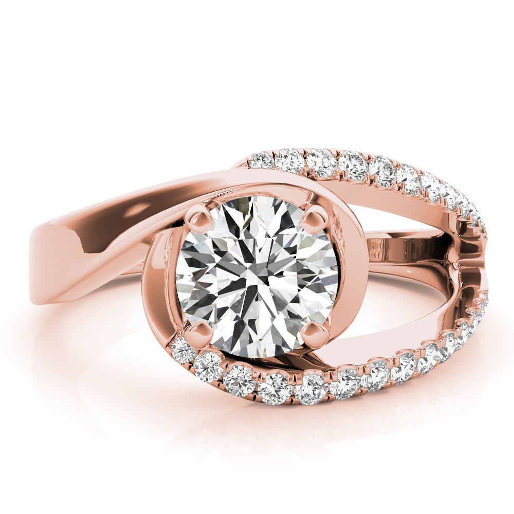 Round Center Bypass Euro Pavé Shank Engagement Ring - Diamonds By Rothschild