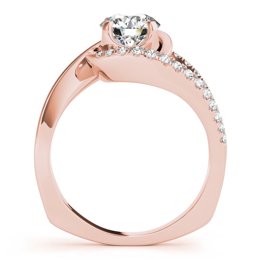 Round Center Bypass Euro Pavé Shank Engagement Ring - Diamonds By Rothschild