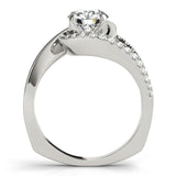 Round Center Bypass Euro Pavé Shank Engagement Ring - Diamonds By Rothschild