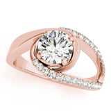 Round Center Bypass Euro Pavé Shank Engagement Ring - Diamonds By Rothschild
