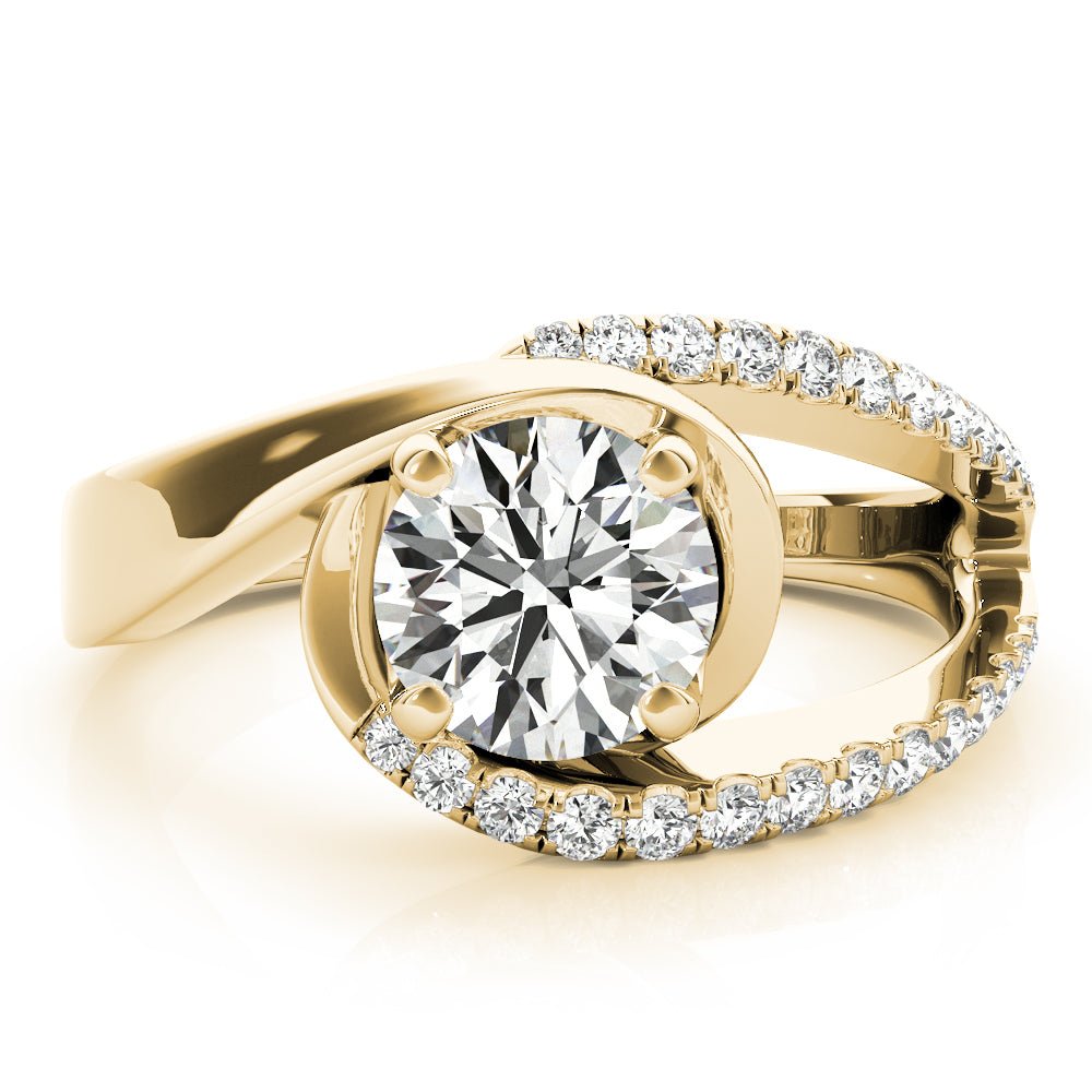 Round Center Bypass Euro Pavé Shank Engagement Ring - Diamonds By Rothschild
