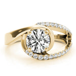 Round Center Bypass Euro Pavé Shank Engagement Ring - Diamonds By Rothschild