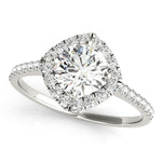 Round Center Cushion Halo Engagement Ring - Diamonds By Rothschild