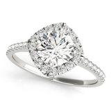 Round Center Cushion Halo Engagement Ring - Diamonds By Rothschild