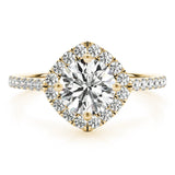 Round Center Cushion Halo Engagement Ring - Diamonds By Rothschild
