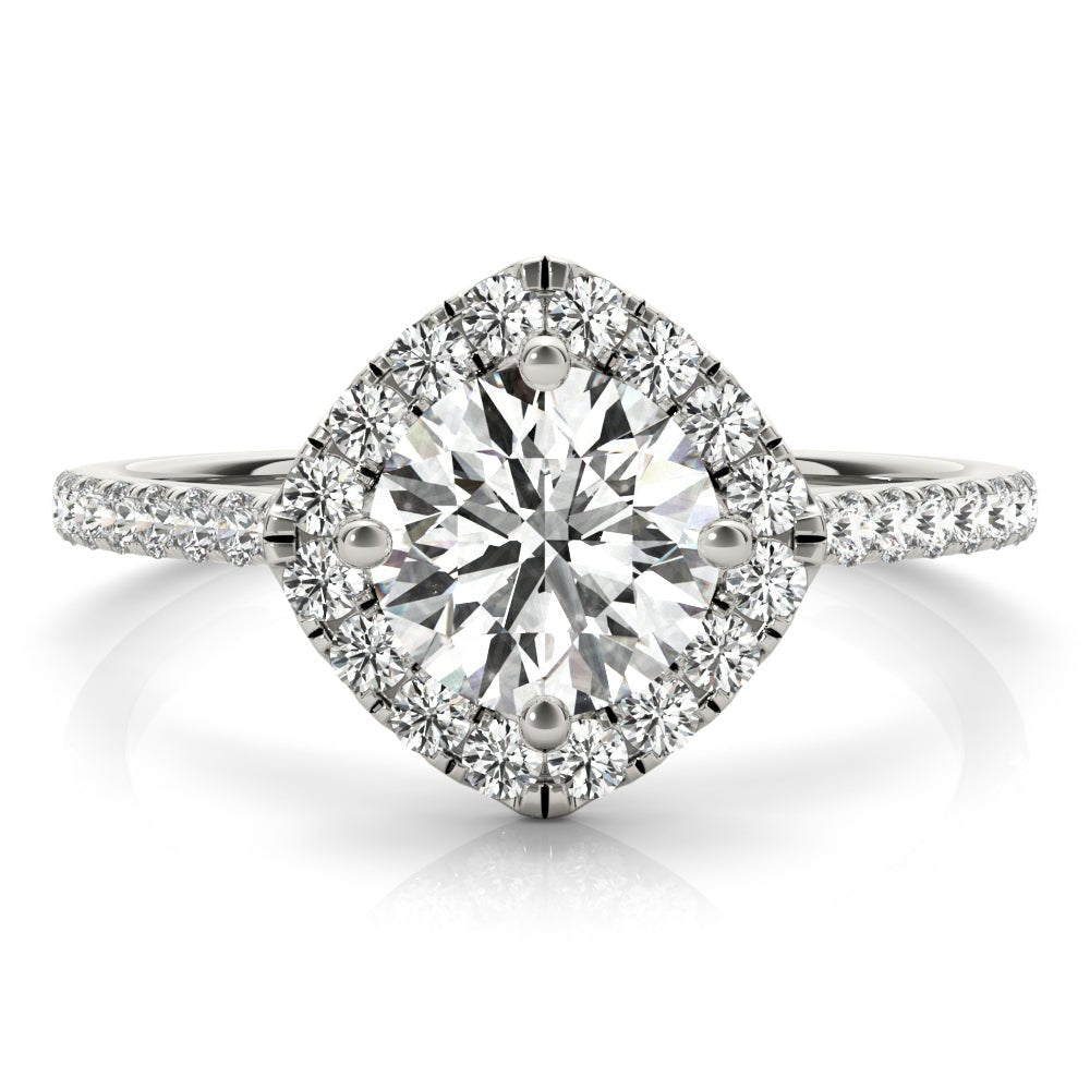 Round Center Cushion Halo Engagement Ring - Diamonds By Rothschild