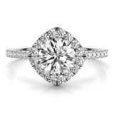 Round Center Cushion Halo Engagement Ring - Diamonds By Rothschild