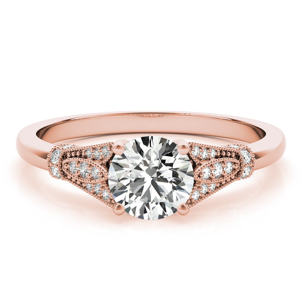 Round Center Detailed Side Stone Engagement Ring - Diamonds By Rothschild