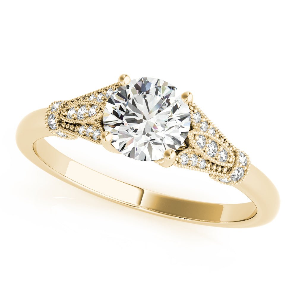 Round Center Detailed Side Stone Engagement Ring - Diamonds By Rothschild