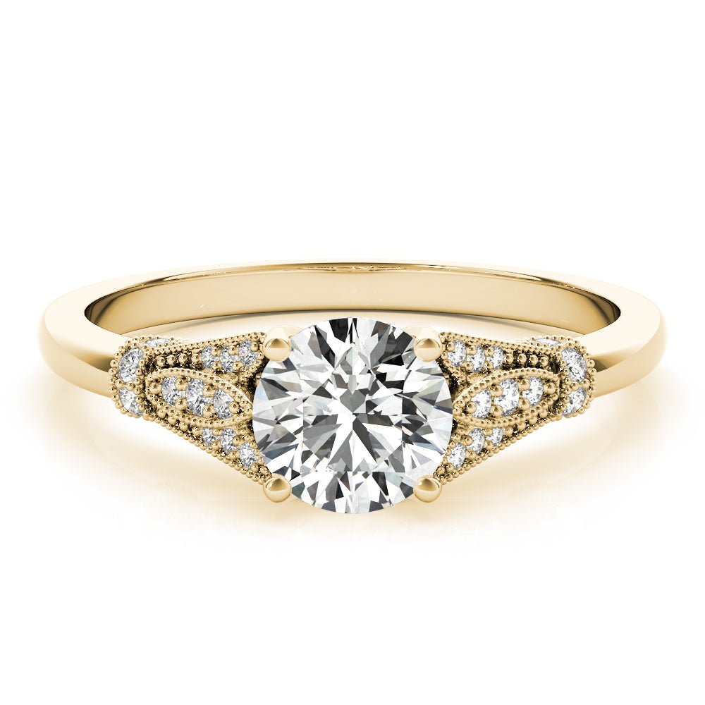Round Center Detailed Side Stone Engagement Ring - Diamonds By Rothschild