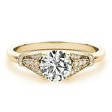 Round Center Detailed Side Stone Engagement Ring - Diamonds By Rothschild