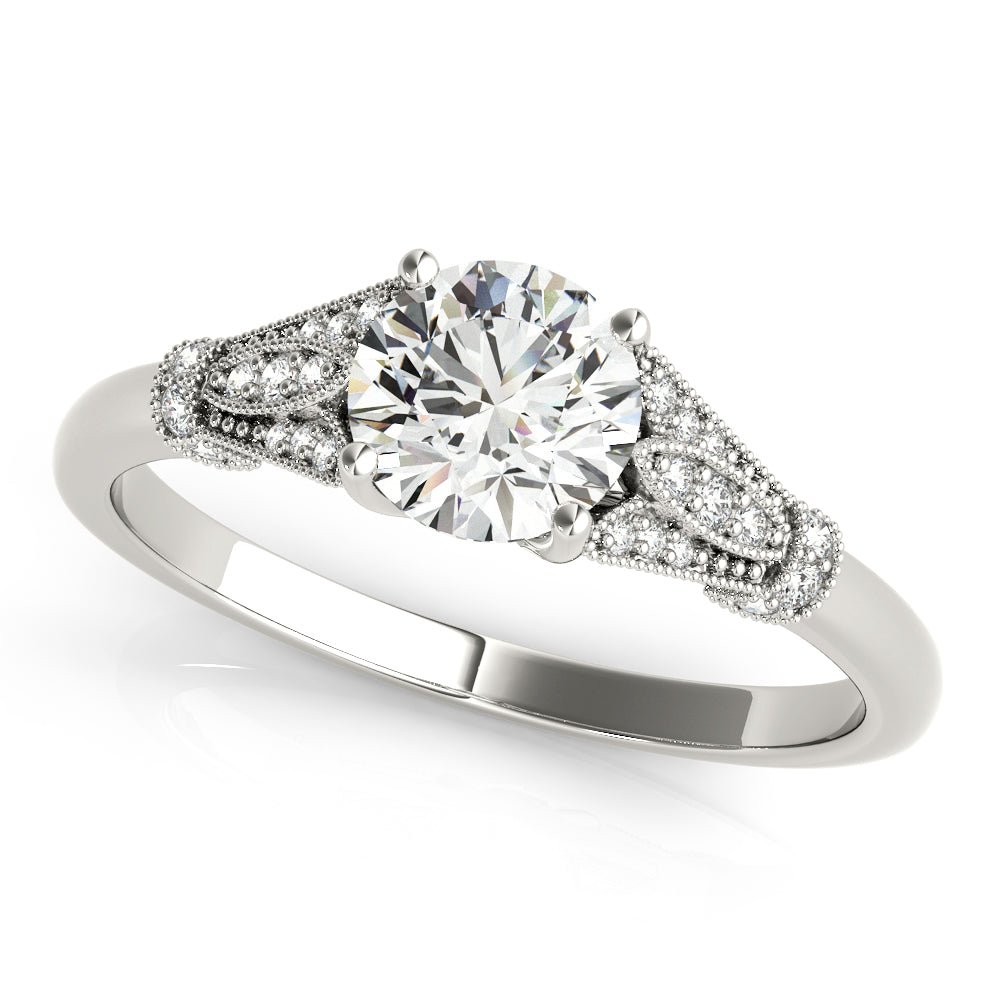 Round Center Detailed Side Stone Engagement Ring - Diamonds By Rothschild
