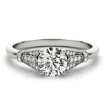 Round Center Detailed Side Stone Engagement Ring - Diamonds By Rothschild