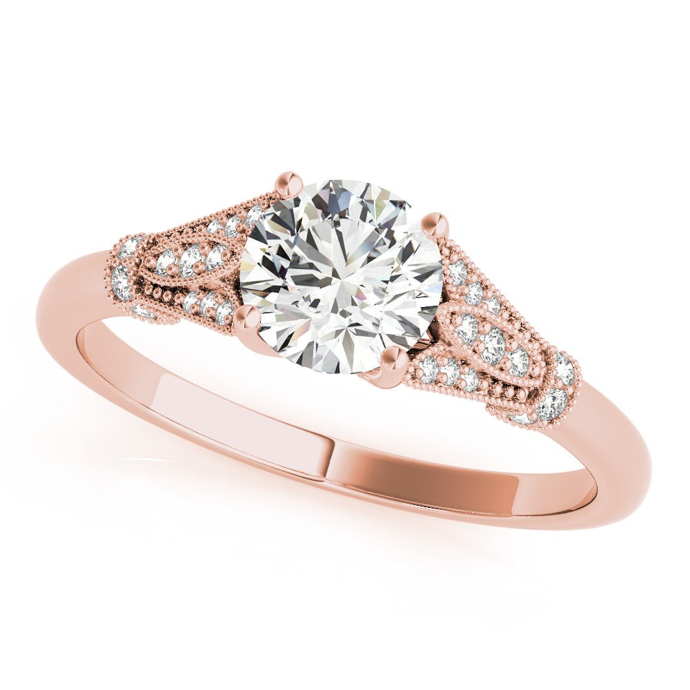 Round Center Detailed Side Stone Engagement Ring - Diamonds By Rothschild