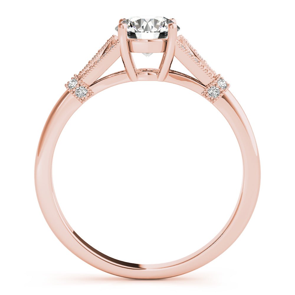Round Center Detailed Side Stone Engagement Ring - Diamonds By Rothschild